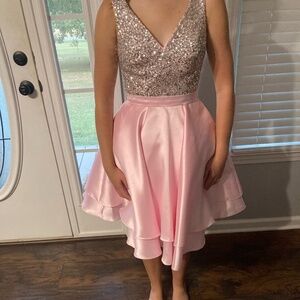 Pink sequin homecoming party dress